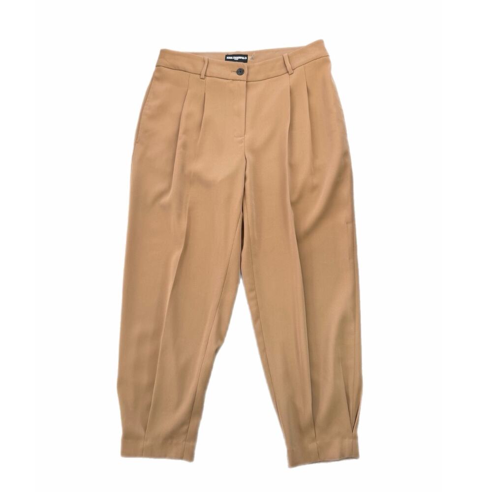 Karl Lagerfeld Camel Tan Tapered Workwear Corpcore Office Casual Trouser Pants